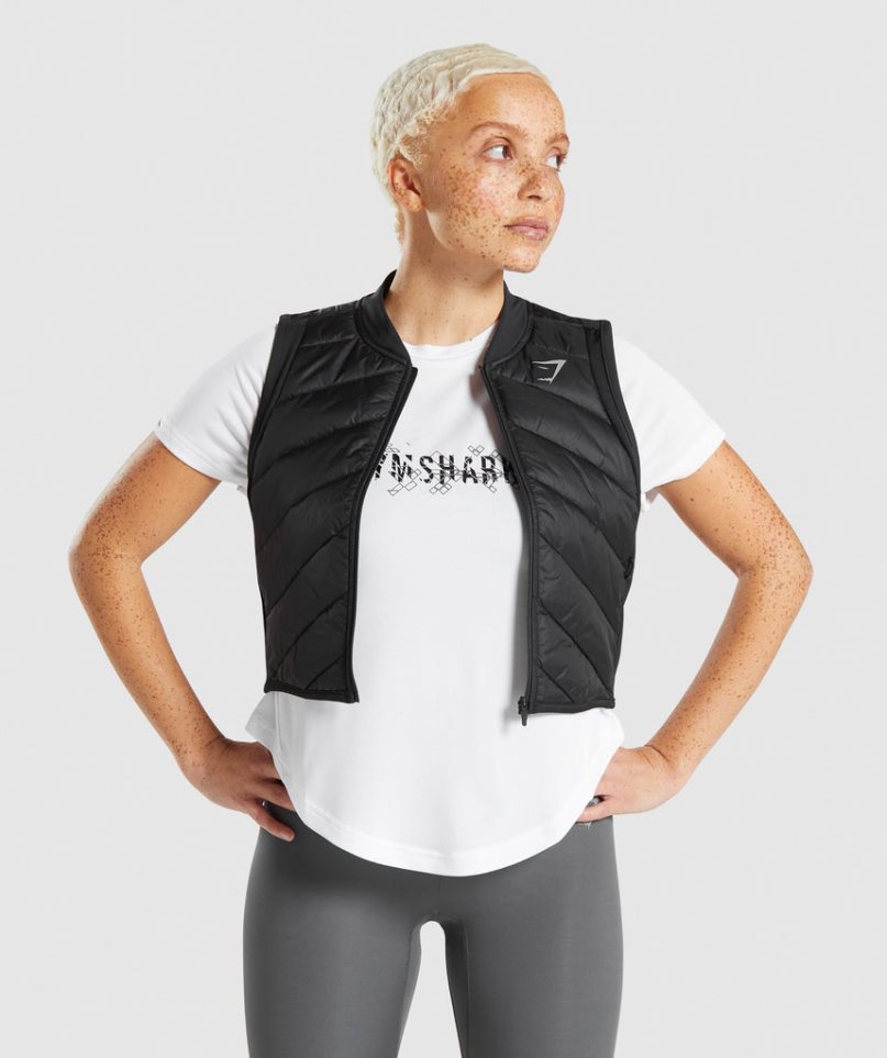 Women\'s Gymshark Speed Gilet Jackets Black | NZ 5CUXLZ